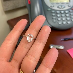 Pear Cut Opal Silver Ring - engagement /decorative